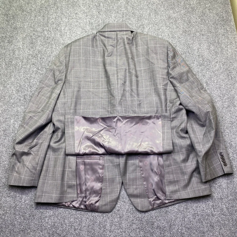 Lauren Ralph‎ Lauren Grey Plaid Wool Blazer Mens 50R Sport Coat 2565 Preppy
